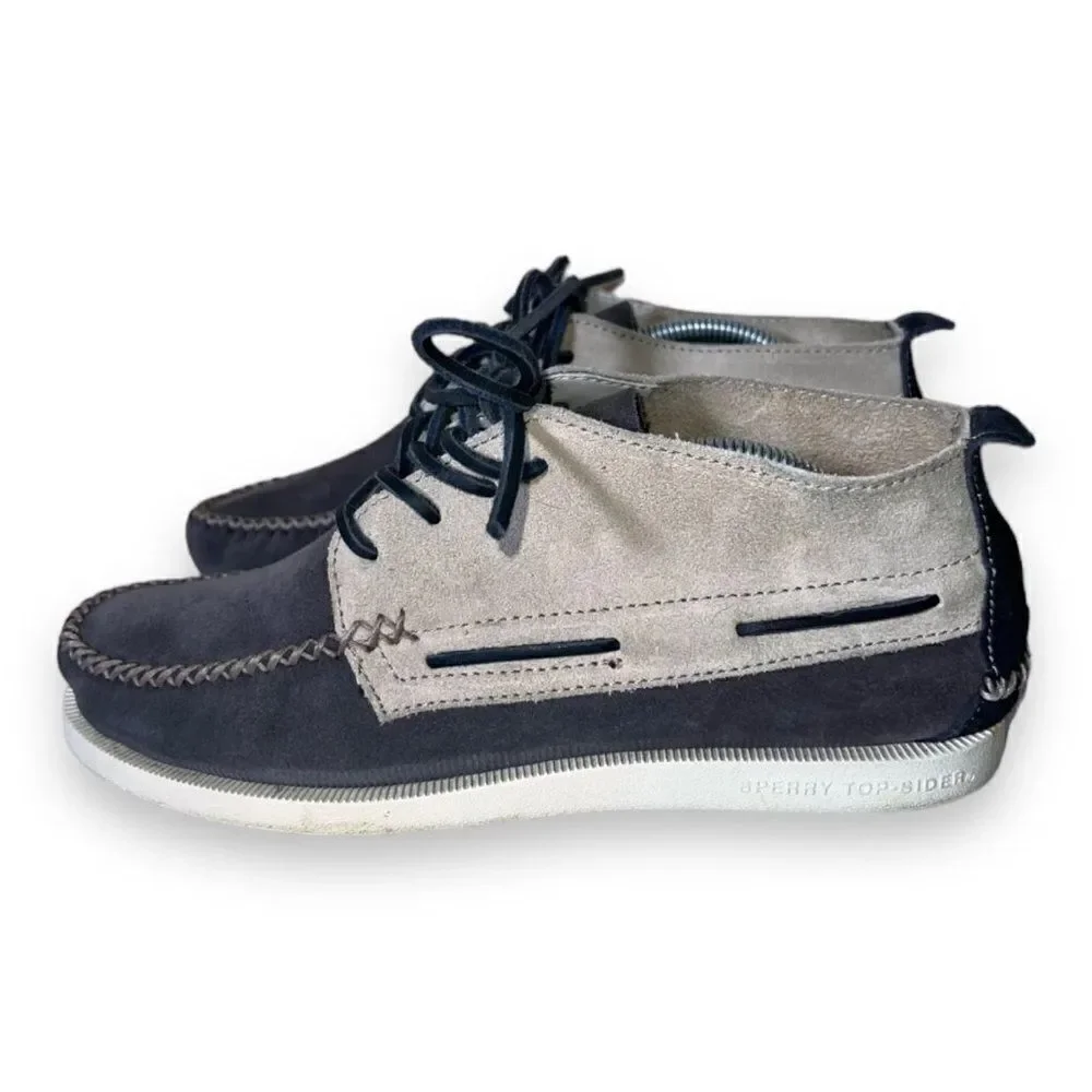Sperry Top-Siders Mid Top Boat Chukka Shoes Grey/Beige Suede STS13908 Men's 8.5M